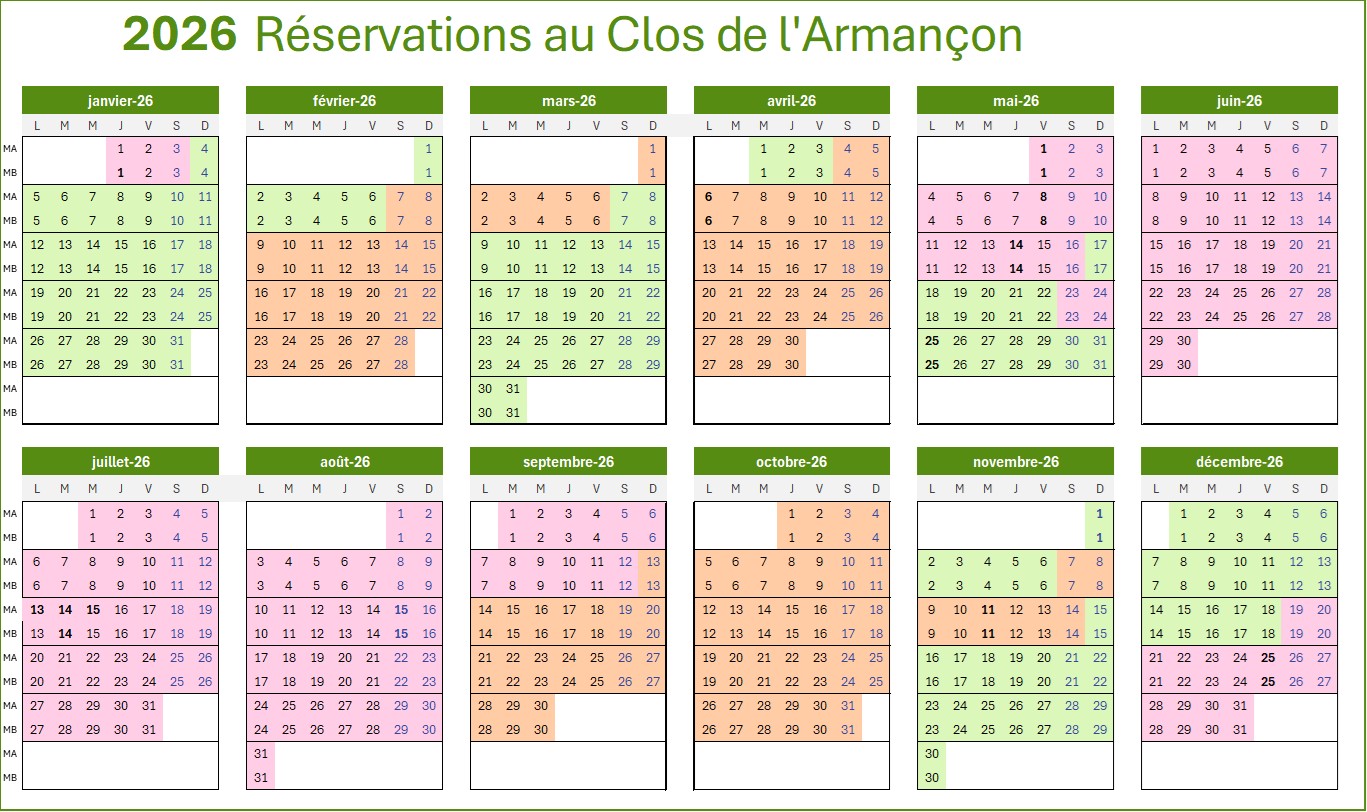 calendrier des saisons 2026