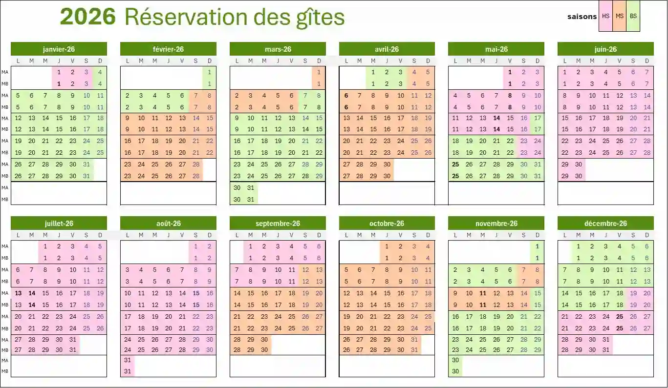 réservation saisons